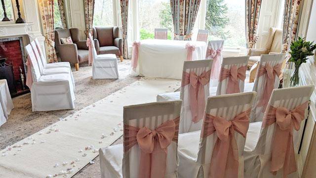 Drawing room set up for Just a Few of Us Ceremony