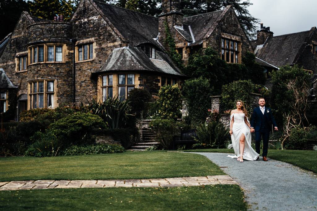 Bride & Groom in front of Cragwood Country House Hotel